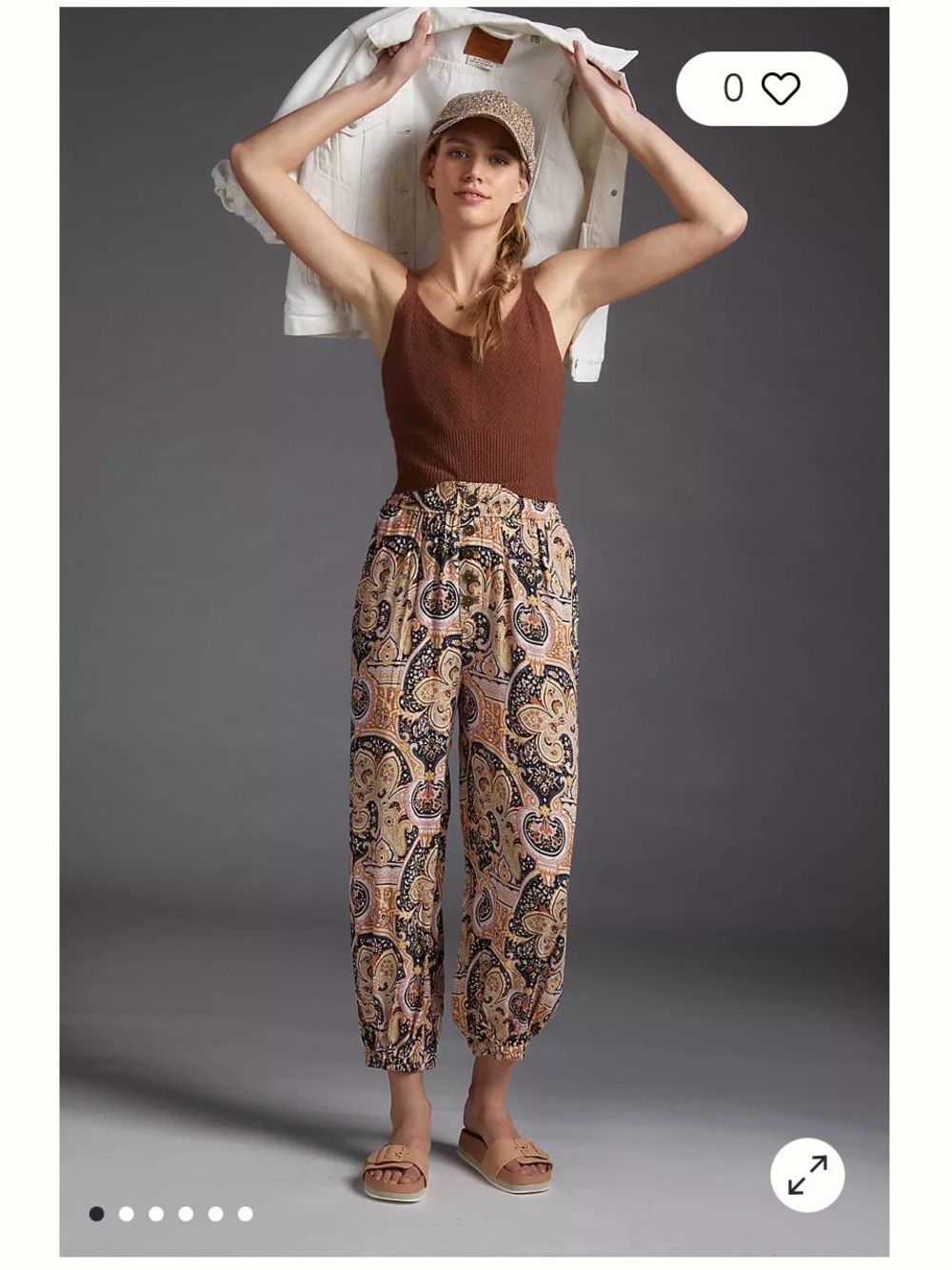 Anthropologie Odette Paisley Jogger Pants Size Large Boho Pull On Viscose